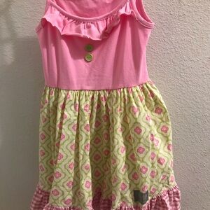 Pink and Green Ruffle Dress, Eleanor Rose, NWOT